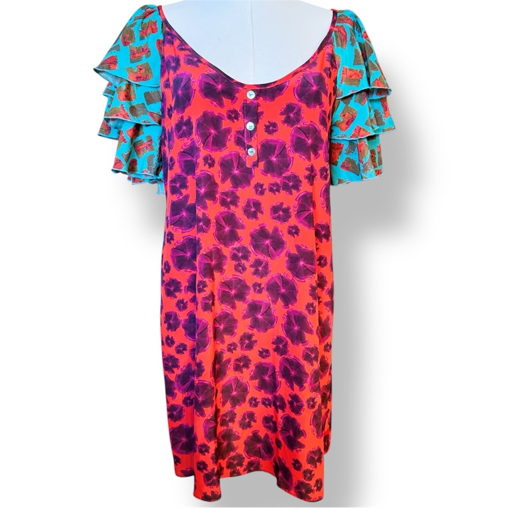 THU THU 100% Silk Colorful Mini Dress - Picture 2 of 16